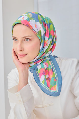 Velora Eşarp Floral İndigo - Velora Eşarp - | Silk Home