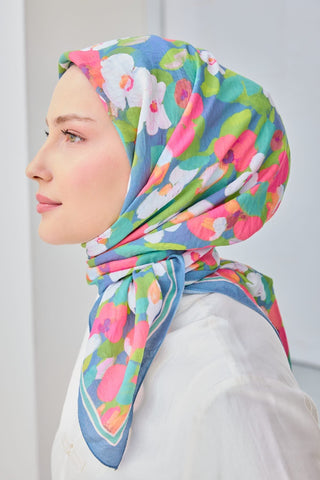 Velora Eşarp Floral İndigo - Velora Eşarp - | Silk Home