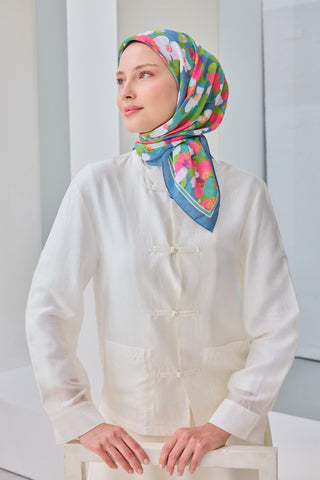 Velora Eşarp Floral İndigo - Velora Eşarp - | Silk Home