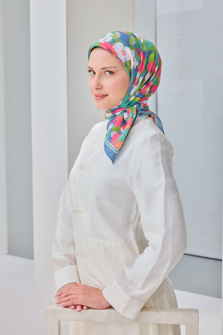 Velora Eşarp Floral İndigo - Velora Eşarp - | Silk Home
