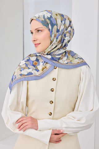 Velora Eşarp Floral Mavi Lila