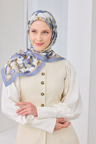 Velora Eşarp Floral Mavi Lila