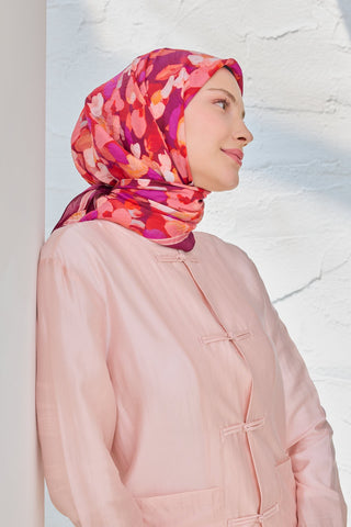 Velora Eşarp Floral Mürdüm - Velora Eşarp - | Silk Home