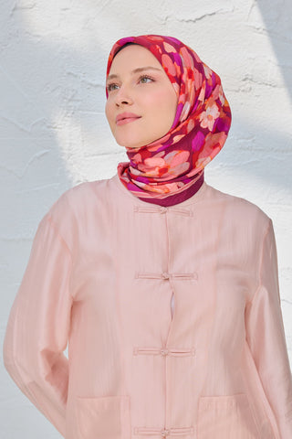 Velora Eşarp Floral Mürdüm - Velora Eşarp - | Silk Home