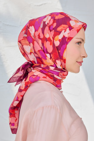 Velora Eşarp Floral Mürdüm - Velora Eşarp - | Silk Home