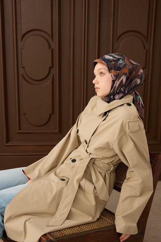 Velora Eşarp Floral Rhapsody Acı Kahve - Velora Eşarp - | Silk Home
