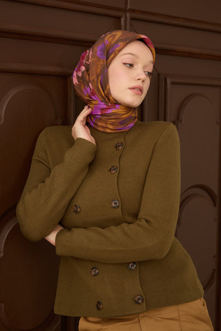 Velora Eşarp Floral Rhapsody Çikolata Kahve - Velora Eşarp - | Silk Home
