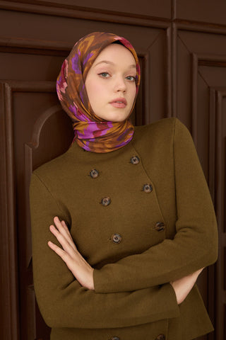 Velora Eşarp Floral Rhapsody Çikolata Kahve - Velora Eşarp - | Silk Home