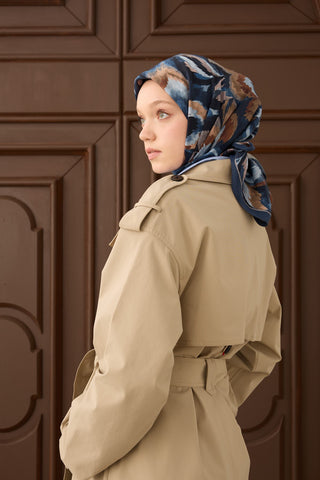 Velora Eşarp Floral Rhapsody Gece Mavisi - Velora Eşarp - | Silk Home