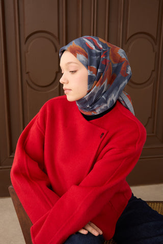 Velora Eşarp Floral Rhapsody İndigo - Velora Eşarp - | Silk Home