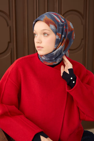 Velora Eşarp Floral Rhapsody İndigo - Velora Eşarp - | Silk Home