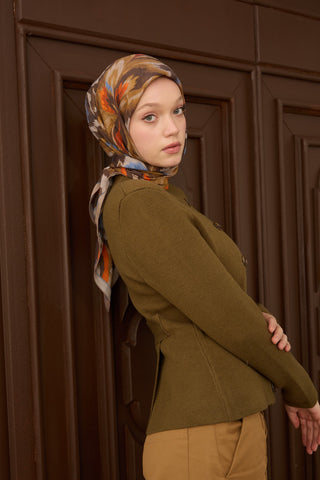 Velora Eşarp Floral Rhapsody Kahverengi - Velora Eşarp - | Silk Home