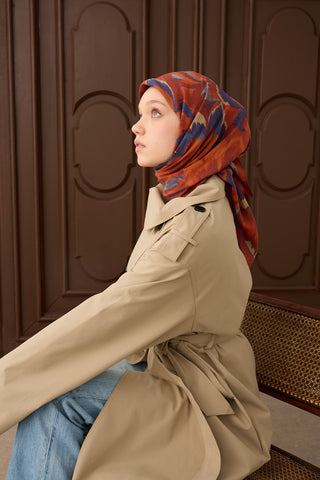 Velora Eşarp Floral Rhapsody Kiremit - Velora Eşarp - | Silk Home