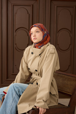 Velora Eşarp Floral Rhapsody Kiremit - Velora Eşarp - | Silk Home
