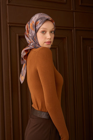 Velora Eşarp Floral Rhapsody Koyu Gri - Velora Eşarp - | Silk Home