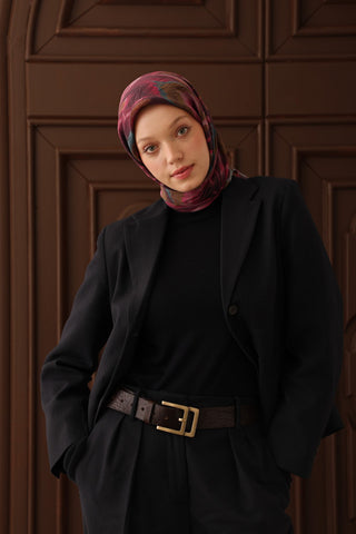 Velora Eşarp Floral Rhapsody Koyu Mor - Velora Eşarp - | Silk Home