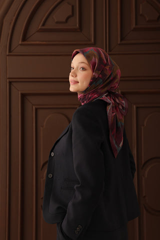 Velora Eşarp Floral Rhapsody Koyu Mor - Velora Eşarp - | Silk Home