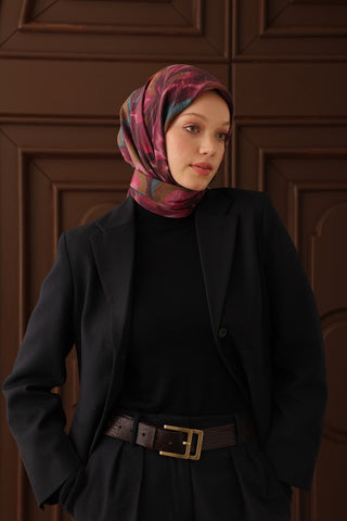 Velora Eşarp Floral Rhapsody Koyu Mor - Velora Eşarp - | Silk Home