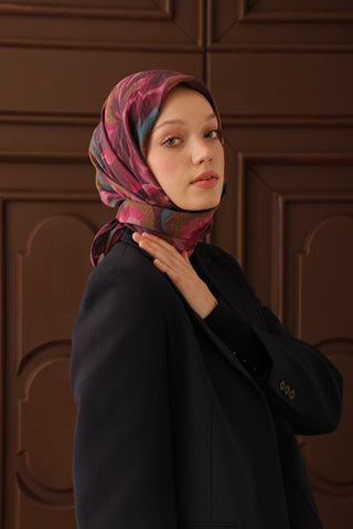 Velora Eşarp Floral Rhapsody Koyu Mor - Velora Eşarp - | Silk Home