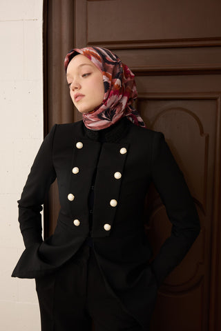 Velora Eşarp Floral Rhapsody Koyu Pembe - Velora Eşarp - | Silk Home