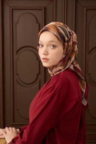 Velora Eşarp Floral Rhapsody Taba - Velora Eşarp - | Silk Home