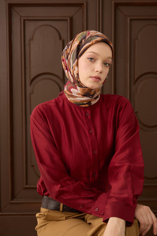 Velora Eşarp Floral Rhapsody Taba - Velora Eşarp - | Silk Home