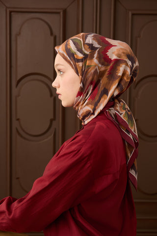 Velora Eşarp Floral Rhapsody Taba - Velora Eşarp - | Silk Home