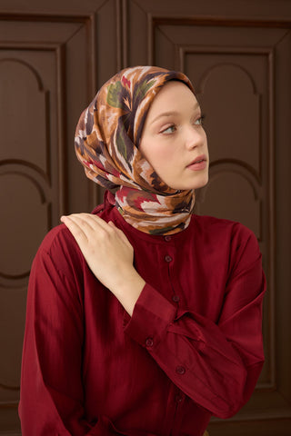 Velora Eşarp Floral Rhapsody Taba - Velora Eşarp - | Silk Home
