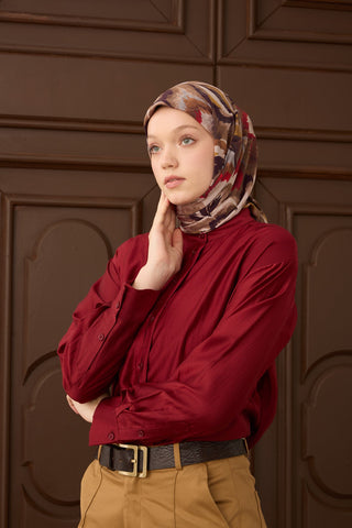 Velora Eşarp Floral Rhapsody Vizon - Velora Eşarp - | Silk Home