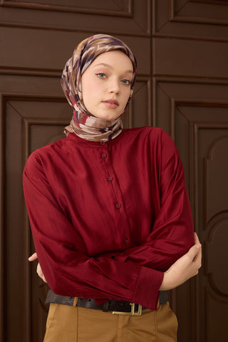 Velora Eşarp Floral Rhapsody Vizon - Velora Eşarp - | Silk Home