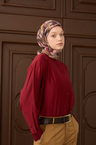 Velora Eşarp Floral Rhapsody Vizon - Velora Eşarp - | Silk Home