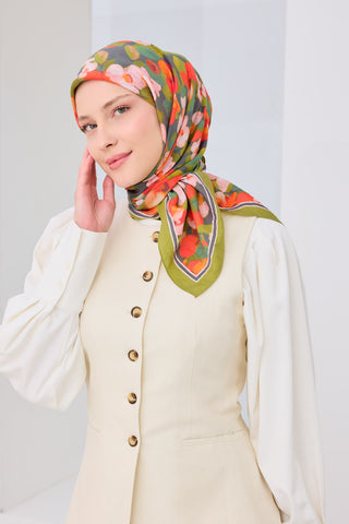 Velora Eşarp Floral Yeşil - Velora Eşarp - | Silk Home