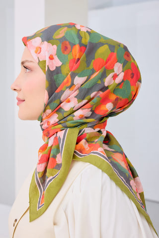 Velora Eşarp Floral Yeşil - Velora Eşarp - | Silk Home