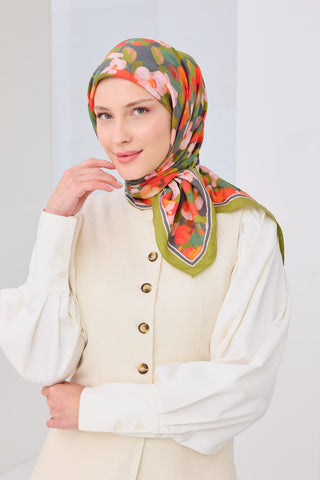 Velora Eşarp Floral Yeşil - Velora Eşarp - | Silk Home