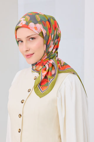 Velora Eşarp Floral Yeşil - Velora Eşarp - | Silk Home