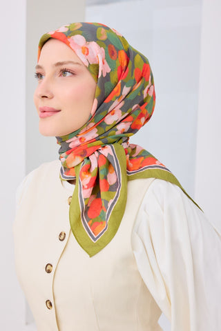 Velora Eşarp Floral Yeşil - Velora Eşarp - | Silk Home
