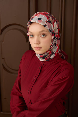 Velora Eşarp Flower Bordo - Velora Eşarp - | Silk Home