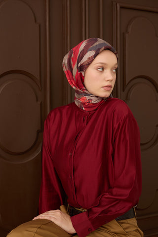Velora Eşarp Flower Bordo - Velora Eşarp - | Silk Home