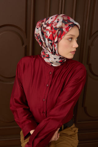 Velora Eşarp Flower Bordo - Velora Eşarp - | Silk Home
