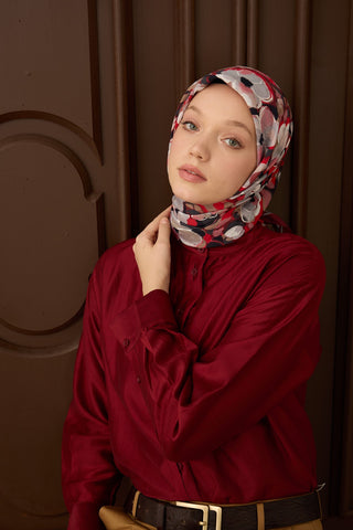 Velora Eşarp Flower Bordo - Velora Eşarp - | Silk Home