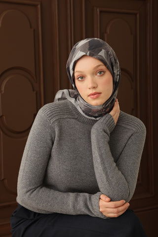 Velora Eşarp Flower Füme - Velora Eşarp - | Silk Home