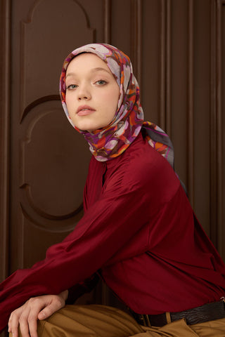 Velora Eşarp Flower Füme - Velora Eşarp - | Silk Home