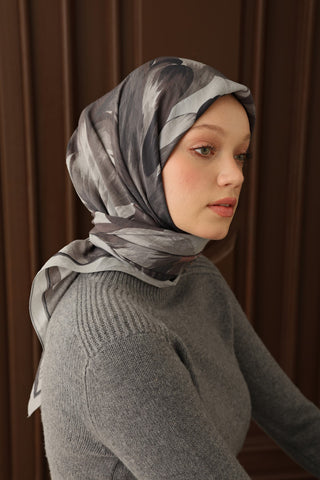 Velora Eşarp Flower Füme - Velora Eşarp - | Silk Home