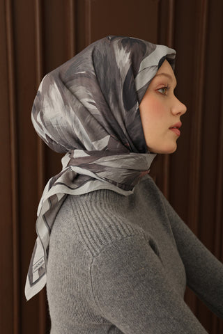 Velora Eşarp Flower Füme - Velora Eşarp - | Silk Home
