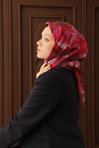 Velora Eşarp Flower Fuşya - Velora Eşarp - | Silk Home
