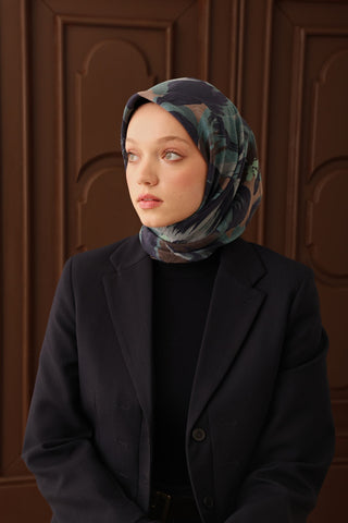 Velora Eşarp Flower Gece Mavisi - Velora Eşarp - | Silk Home