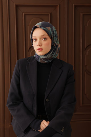Velora Eşarp Flower Gece Mavisi - Velora Eşarp - | Silk Home