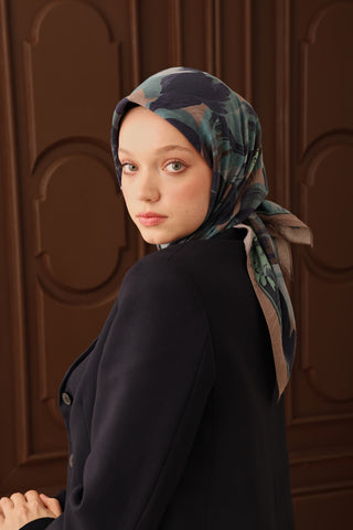 Velora Eşarp Flower Gece Mavisi - Velora Eşarp - | Silk Home