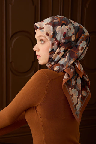 Velora Eşarp Flower Kiremit - Velora Eşarp - | Silk Home