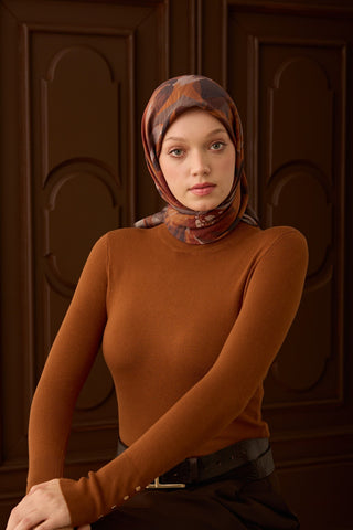 Velora Eşarp Flower Kiremit - Velora Eşarp - | Silk Home